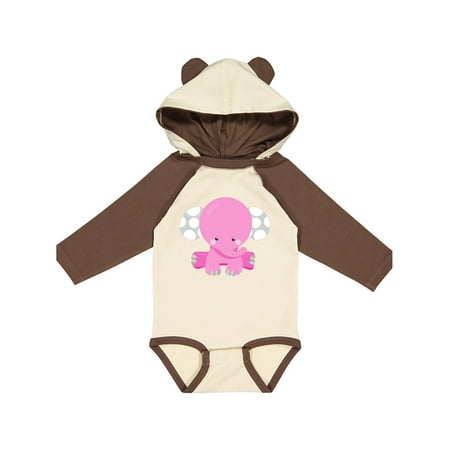 

Inktastic Pink Elephant With Dotted Ears Baby Elephant Gift Baby Girl Long Sleeve Bodysuit