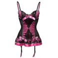 thumbnail image 3 of Removable Strap Corset With Cup Girdle Lingerie Bowknot Lace Up Bodysuit For Women Padded Bra Corsets Bustiers With Suspenders Red, 3 of 5
