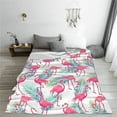 thumbnail image 3 of Tropical Pink Flamingo Throw Blanket Soft Bed Blankets Lightweight Cozy Plush Flannel Fleece Blanket for Sofa Couch Bedroom 50"x40" Small, 3 of 5