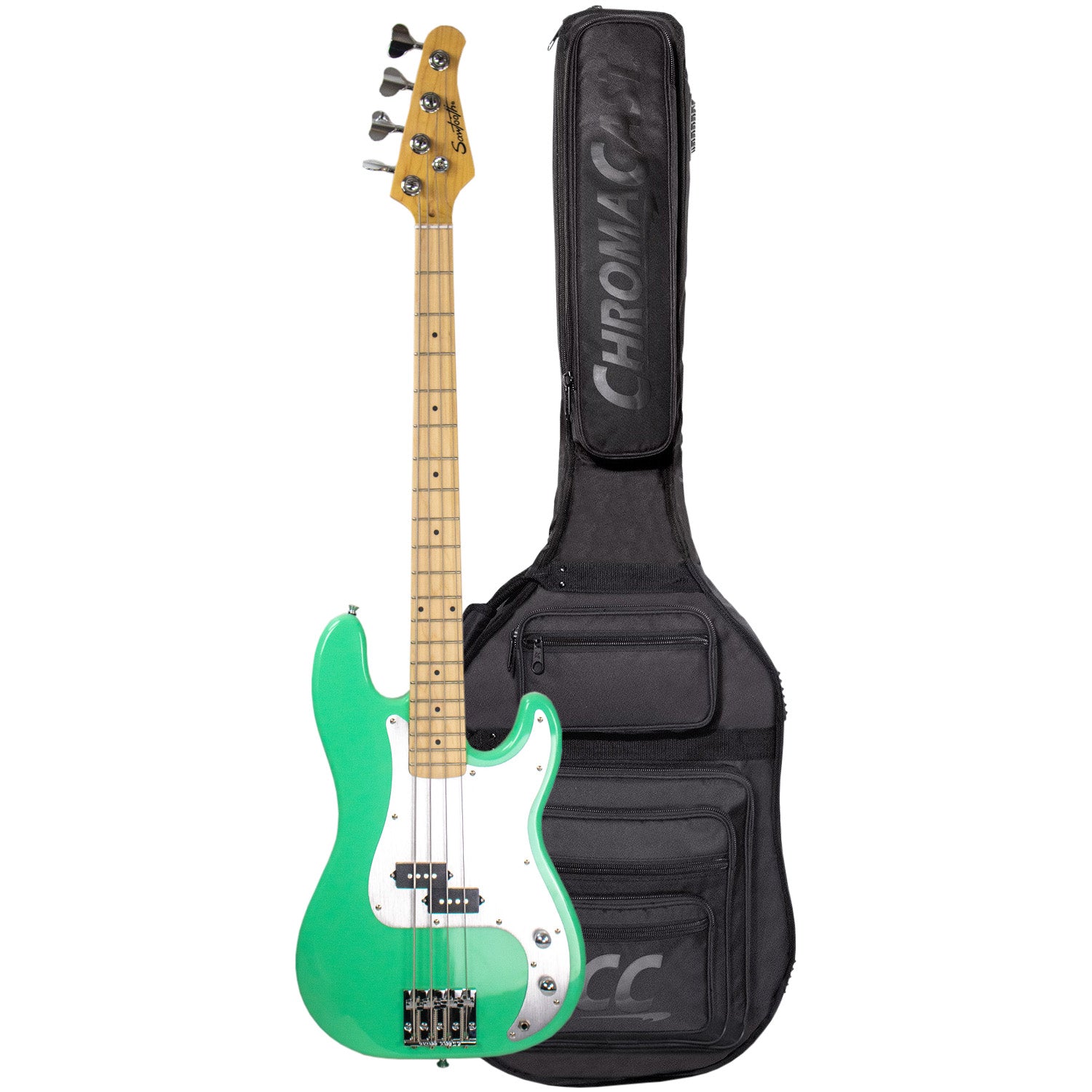 Sawtooth Americana Road Warrior Series Surf Green w Aluminum Pickguard Electric Bass Guitar