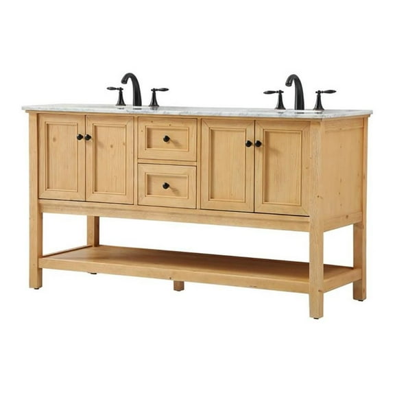 60 inch double bathroom vanity in natural wood