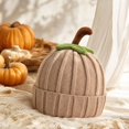 thumbnail image 6 of Baby Halloween Pumpkin Beanie Warm Knit Hat Cuffed Soft Skull Cap for Fall Winter Festive Parties and Cold Weather Wear for Infants Toddlers and Kids Khaki One Size, 6 of 8