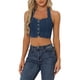thumbnail image 1 of INSPIRAR CHIC Top de Mujer de Mezclilla Sin Mangas con Botones y Cuello Halter XS Azul Oscuro, 1 of 5