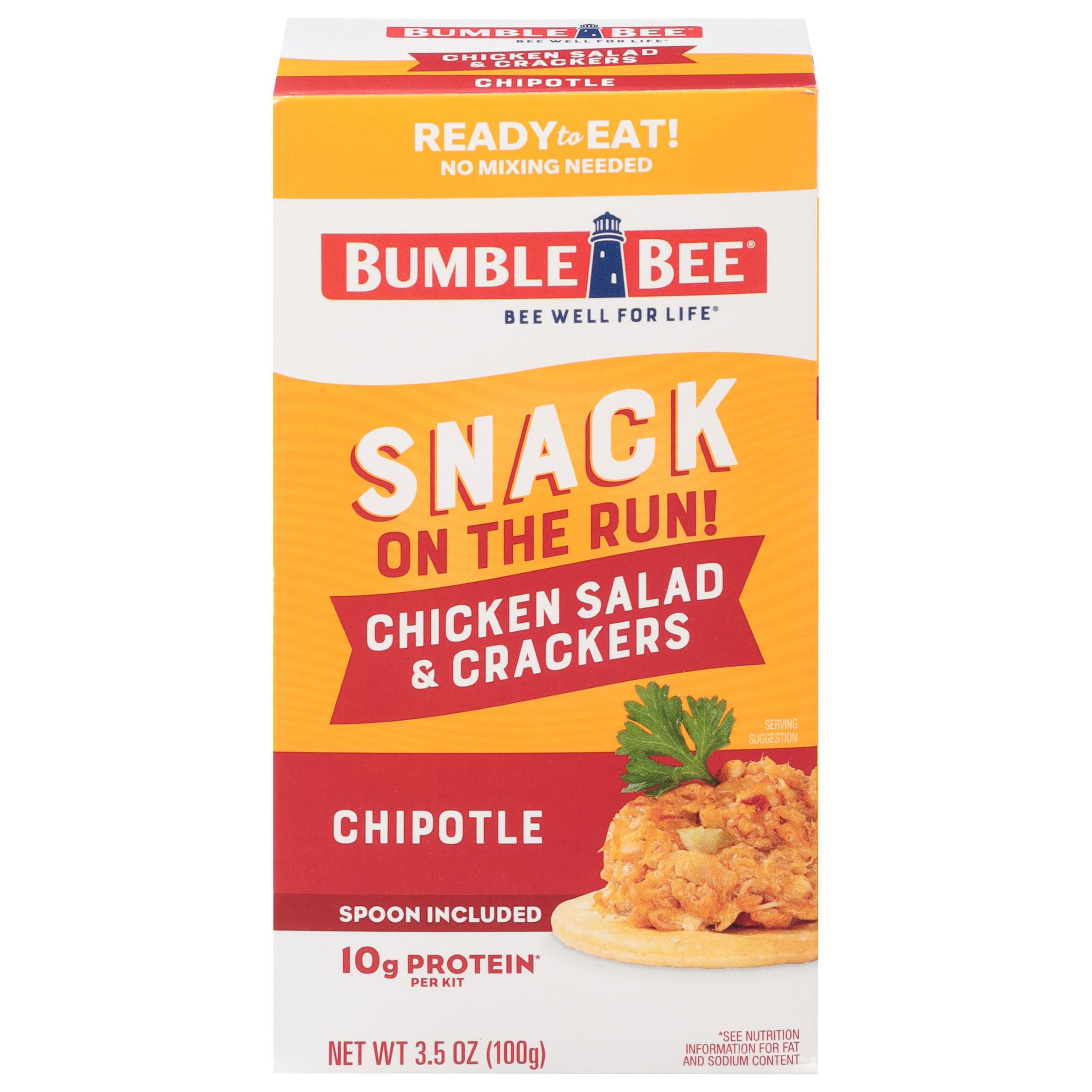 (3 pack) Bumble Bee Snack on The Run Chipotle Flavored Chicken Salad with Crackers Kit, 10g Protein Per Serving, Ready to Eat, Spoon Included, Shelf Stable Box, 3.5 oz