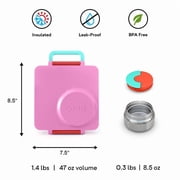 OmieBox Bento Box for Kids - Insulated Bento Lunch Box with Leak Proof Thermos Food Jar - 3 Compartments, Two Temperature Zones - Pink Berry