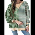 thumbnail image 1 of Sudadera Informal de Larga para Mujer, con Bloques de Color, Hombros Caídos, Cuello Redondo y Gran Tamaño. Verde M, 1 of 7