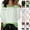 Gray, variant on Women' S Puff Sleeve Shirts Liweisiy Summer Crewneck Elastic Hem Solid Color Tops Baggy Casual Classic Tops Khaki 5XL
