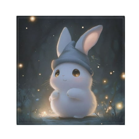 

Napkin Satin Napkin 20*20Inchx6 Kitchen Towel Dinner Plate Towel Decorative Towel Napkin Tea Towel Suitable For Kitchen Table Gray Hat Rabbit