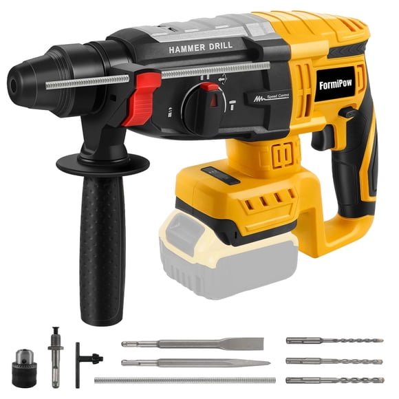 FormiPow Perceuse-Marteau Rotative SDS-Plus pour Batterie Dewalt 20V, Perceuse-Marteau Sans Balais à Impact 2,6j avec Fonctionnement à 4 Modes, Perceuse Sans Fil Rotative à 360°