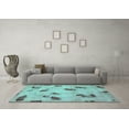 thumbnail image 3 of Ahgly Company Machine Washable Indoor Rectangle Abstract Turquoise Blue Modern Area Rugs, 6' x 9', 3 of 4