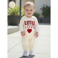 thumbnail image 4 of BemeyourBBs Newborn Baby Boy 2 Piece Outfits Valentine Day Clothes Little Love Romper Long Sleeve Jumpsuit with Hat Set, 4 of 9