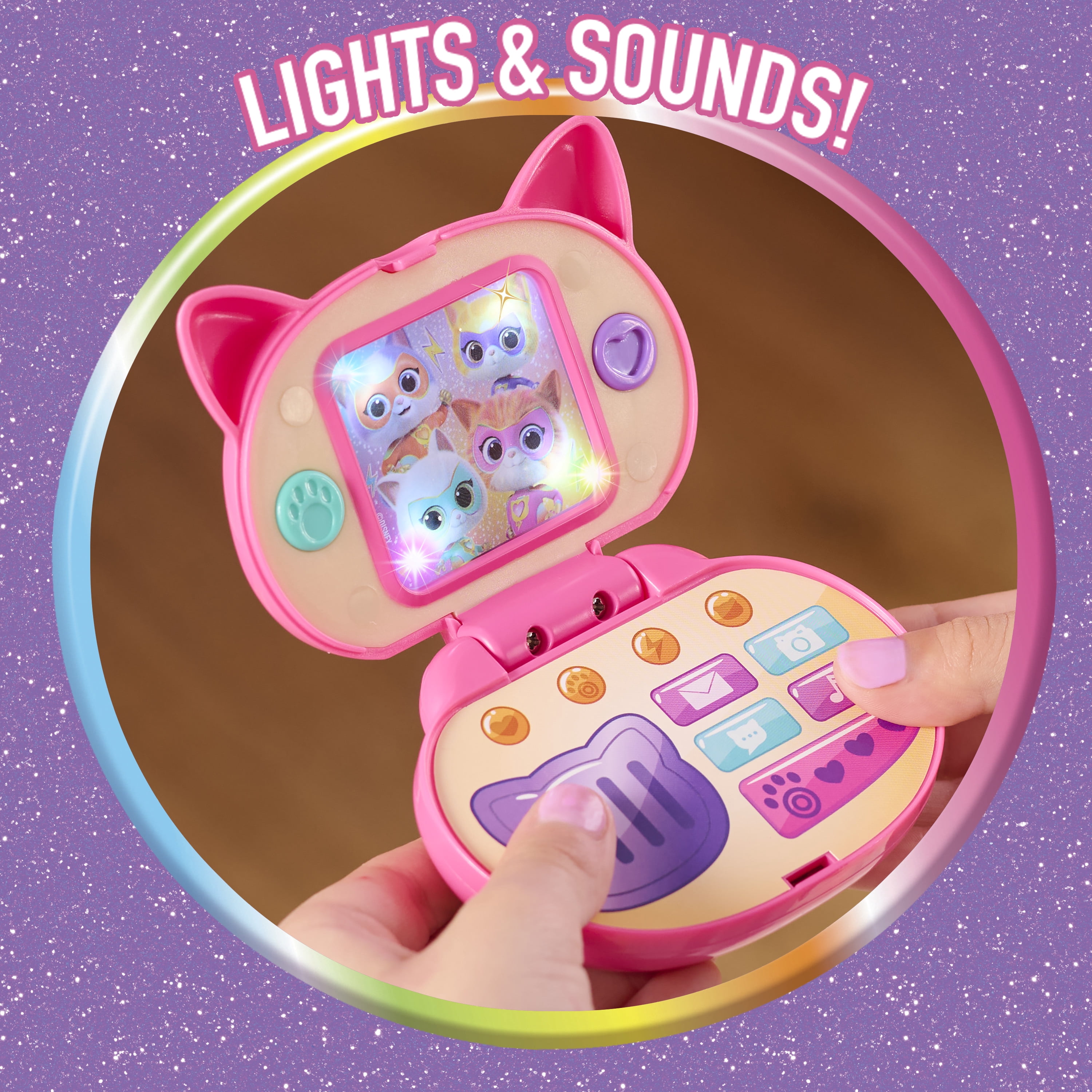 Disney Jr. SuperKitties Su-Purr Backpack Set with Lights & Sounds, 7-pieces, Kids Ages 3 and up