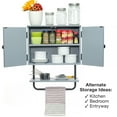 thumbnail image 7 of Excello Global Products Barndoor Bathroom Wall Cabinet, Space Saver Storage Cabinet Kitchen Medicine Cabinet with Adjustable Shelf and Towel Bar, Rustic Gray - EGP-HD-0355A, 7 of 7