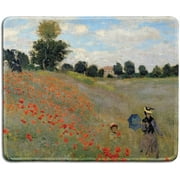 Art Mousepad - Natural Rubber Mouse Pad with Famous Fine Art Painting of Poppy Field by Claude Monet - Stitched Edges - 9.5x7.9 inches