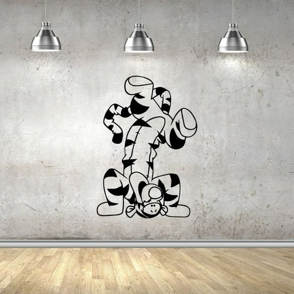 Tigger Cute Tigger Winnie The Pooh Friend Drawing Art Silhouette Vinyl Wall Decal Wall Art Decoration Pooh Cartoon Home Room Kids Room Boys Girls Bedroom Living Room Home Décor Design Size(30x12 inch)
