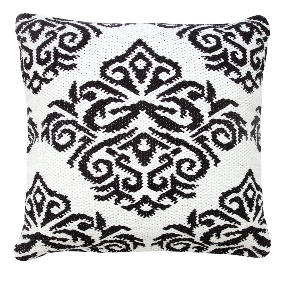 Ox Bay 20" x 20" Machine-Made White/ Black Medallion Cotton Blend Pillow Cover