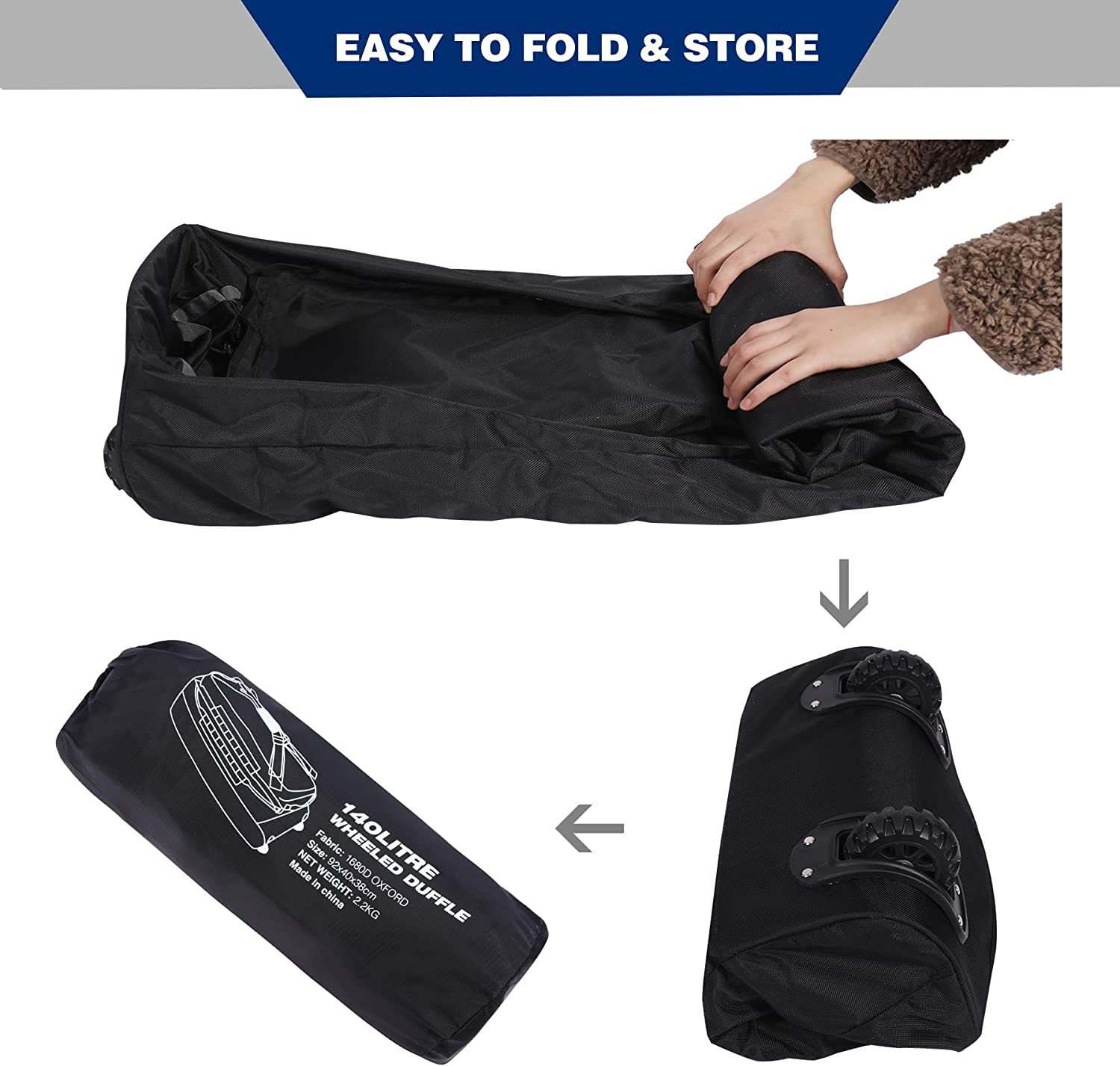 Redcamp 140L Foldable Rolling Duffle Bag with Backpack Straps photo 8
