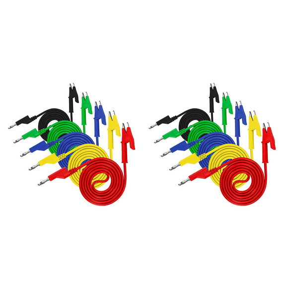 10PCS 4mm Multimeter Banana Plug to Alligator Clips Test Lead for Electrical Testing Wires and Alligator Clip Cable