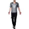 thumbnail image 2 of Camiseta de fiesta disco de manga corta metálica brillante para hombres INSPIRE CHIC S de cuadros plateados, 2 of 7