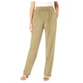 thumbnail image 4 of felwors Women's Pull-On Knit Pants with Elastic Waist Pockets Soft Comfortable Casual Trousers for Everyday Wear and Travel（Khaki， XL）, 4 of 4