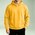 thumbnail image 4 of Nestiefly Men's Athletic Hoodies Fleece Plain Pullover Comfort Oversized Streetwear Fall Travel Drop Shoulder Sweatshirt Yellow M, 4 of 5