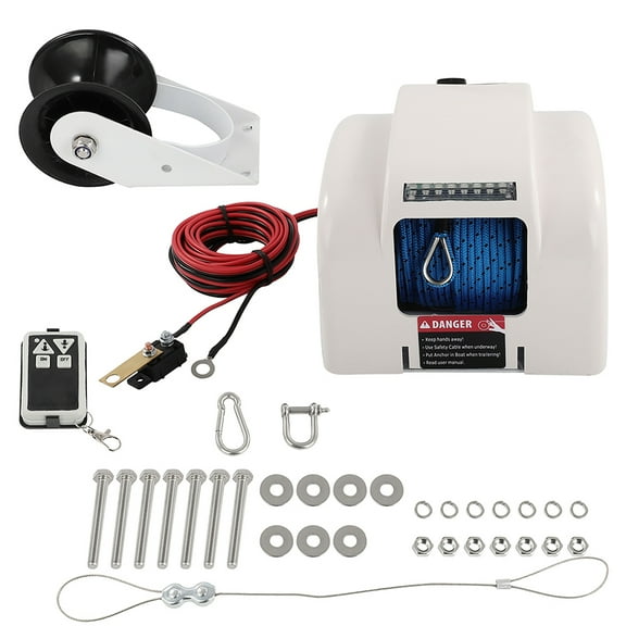 SCITOO 45 LBS Boat Anchor Winch Electric Marine Winch With Wireless Remote Free Fall
