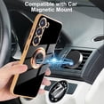 thumbnail image 4 of for Samsung Galaxy S23 Case with 1 Screen Protector, Built-in 360° Rotation Ring Holder Magnetic Stand, Luxury Shiny Plating Edge Shockproof Electroplated Protective Phone Cover (Black/Golden), 4 of 14