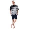 thumbnail image 4 of hajo Pijama corto para hombre - Klima-Light, cuello redondo, pijama, shorty, mezcla de algodón Azul/Gris XL (X-Large), 4 of 5