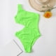 thumbnail image 5 of WILLBEST Trajes de Baño Mujer Natacion Mujer Color Sólido Volante Sexy Un Hombro Cintura Recorte Bikini Traje de Baño, 5 of 8
