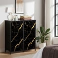 thumbnail image 6 of Dresser for Bedroom with 4 Storage Drawers Luxury Black Gold Marble texture Panoramic Marbling texture Dressers Chest of Drawers Steel Framed Fabric Closet Organizers for Entryway, 6 of 7