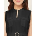 thumbnail image 5 of Moomaya Sleeveless Mandarin Collar Rayon Dress - Women's Elegant Flared Dress, 5 of 9