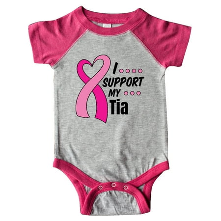 

Inktastic Breast Cancer Awareness I Support My Tia with Pink Ribbon Gift Baby Boy or Baby Girl Bodysuit