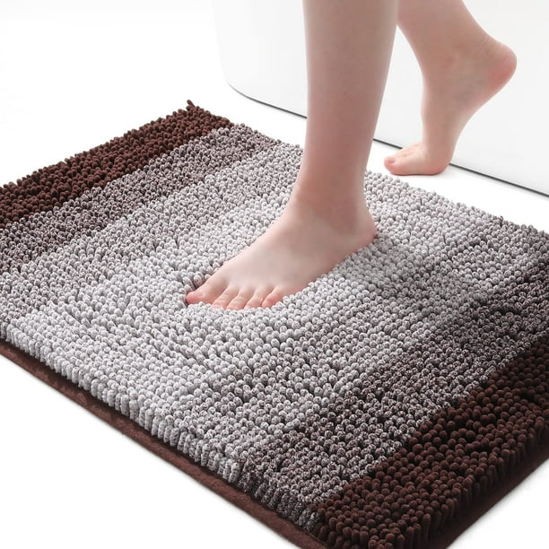 Smiry Luxury Chenille Bathroom Rugs, Shaggy Absorbent Bath Rugs, Non