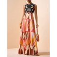 thumbnail image 3 of Pink Multicolor Geometric Print Sleeveless Maxi Dress For Summer Festival, Vacation, Beach, Street Style, 3 of 8