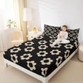 thumbnail image 4 of Homewish Brown Black Floral Full Size Sheets,Cartoon Blossom Bed Sheets,Cute Flower Sheet Sets For Girls Kids,Ultra Soft Home Decor,4-Piece, 4 of 7