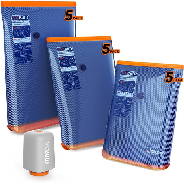 Bolsas de Almacenamiento al Vacío Vacbird 15 Unidades con Bomba Inalámbrica