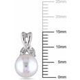 thumbnail image 2 of Everly Women's Pearl and Diamond 10k White Gold Earrings, 2 of 3