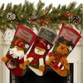 thumbnail image 4 of TETOU 1Pcs 18'' Christmas Stocking 3D Plush Santa, Snowman, Elk Xmas Character Classic Large Stockings for Family Kids Holiday Christmas Party Decorations, 4 of 7