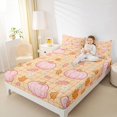 thumbnail image 3 of Manfei Autumn Leaf Print Bed Sheets,Pink Fall Pumpkin Full Size Sheets,4pcs,1 Flat Sheet,1 Fitted Sheet and 2 Pillowcases, 3 of 6