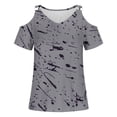 thumbnail image 3 of Mode Décontractée pour Femmes Imprimé Manches Courtes Col Rond Blouses Chemises, 3 of 4