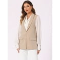 thumbnail image 2 of DARING DIVA Women's Shawl Collar Open Front Work Office Suit Vest Jacket XS Khaki, 2 of 6