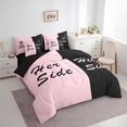 thumbnail image 4 of Homewish Romantic Valentine Twin Bedding Sets 7-Piece for Couple, Black Pink Splicing Bedding Comforter Set, Modern Simple Theme Reversible Sheet Sets, Microfiber Bedroom Decor, 4 of 8