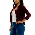 thumbnail image 3 of Women's Nina Leonard Ruffle Front Cropped Cardigan Color: Deep Wine Size: X LARGE, 3 of 4