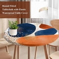 thumbnail image 5 of Abstract Graffiti Round Fitted Table Cover Vintage Orange Blue Dot round Shape Waterproof Table Cloth with Elastic Edge Wipeable Tablecloth for Picnic Camping Party Fits 45"-54" Diameter, 5 of 8
