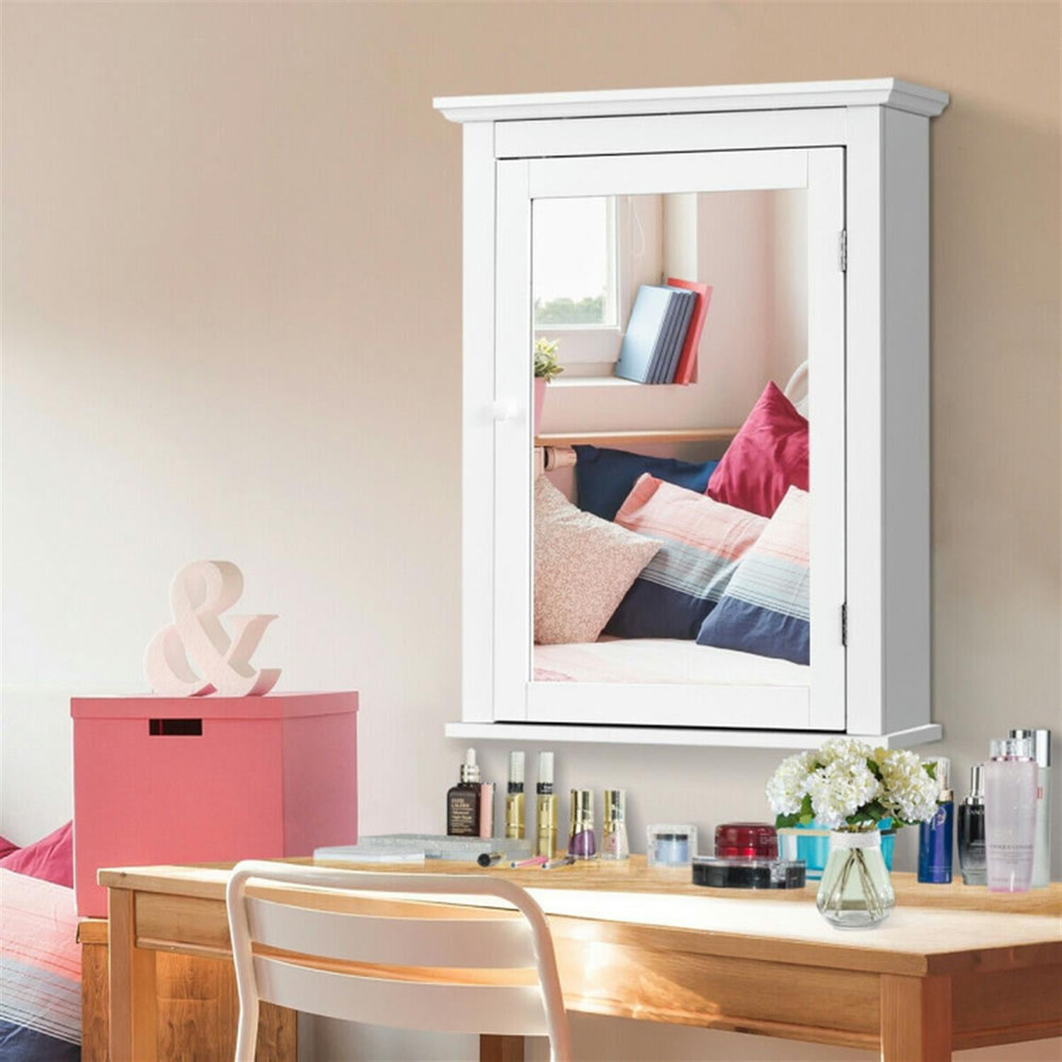 Demi Bonn Bathroom Wall Cabinet, Wall Mounted Bathroom Mirror Cabinet, Bathroom Wall Mounted Storage Mirror Medicine Storage with Adjustable Shelf, White