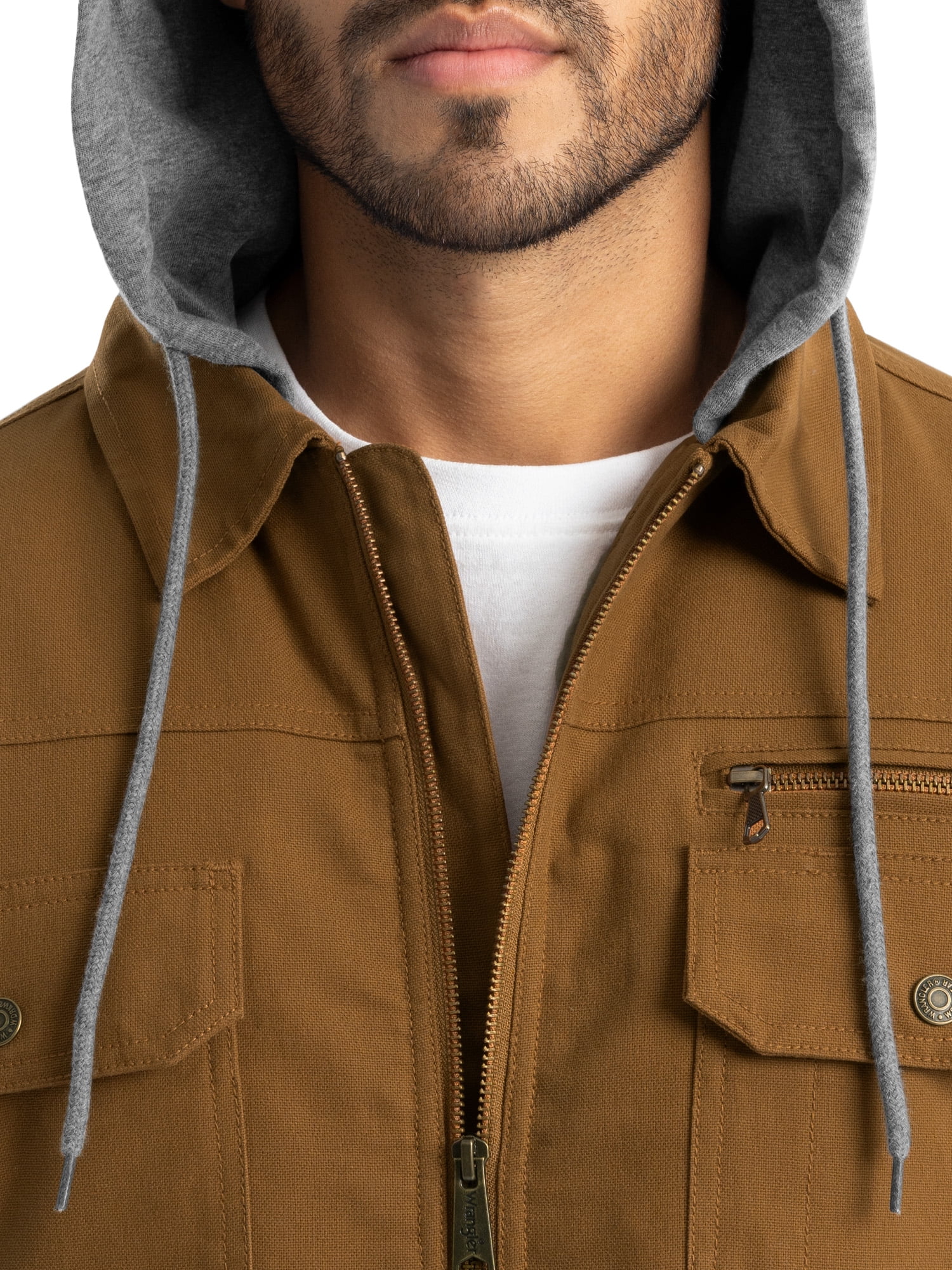 Wrangler Workwear Men's Quilted Lined Work Shirt Jacket with Hood, Size S-5XL (Men's and Big Men's)