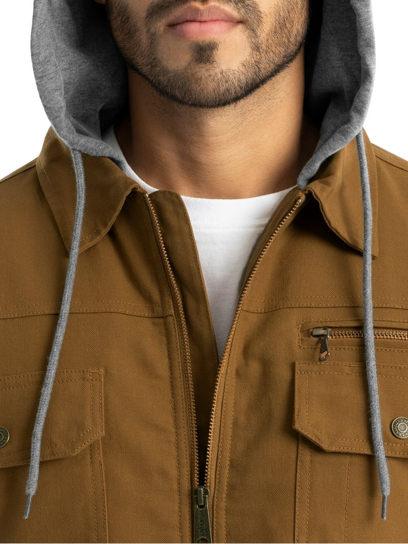 Wrangler Workwear Men's Quilted Lined Work Shirt Jacket with Hood