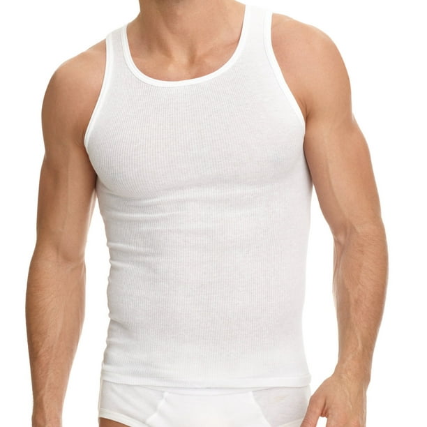 Value Packs of Men's Black & White Ribbed 100% Cotton Tank Top A Shirts  Undershirt (M, 3 Pack White) - Walmart.com