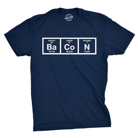 Mens The Chemistry Of Bacon T Shirt Funny Nerdy Graphic Periodic Table Science Graphic Tees