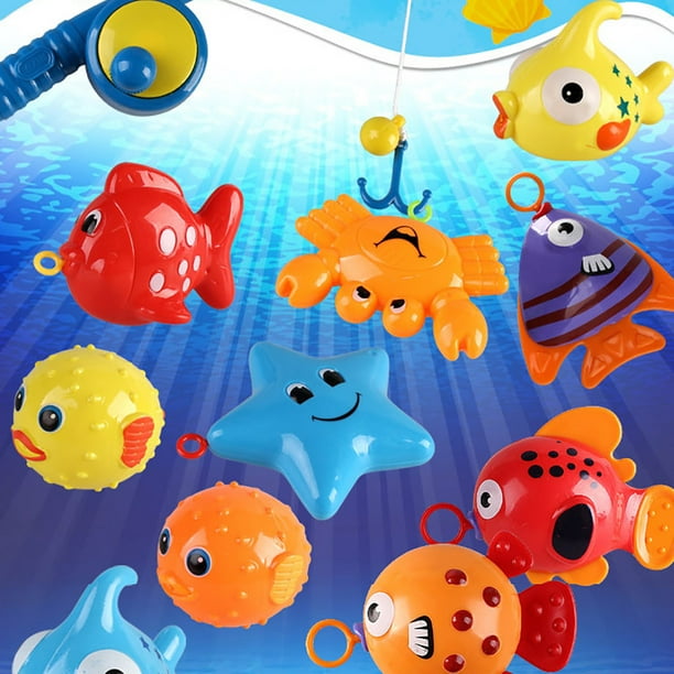 15pcs Fish Shaped Kids' Fishing Toy Set For Early Learning And Cognition  Development, Interactive Game